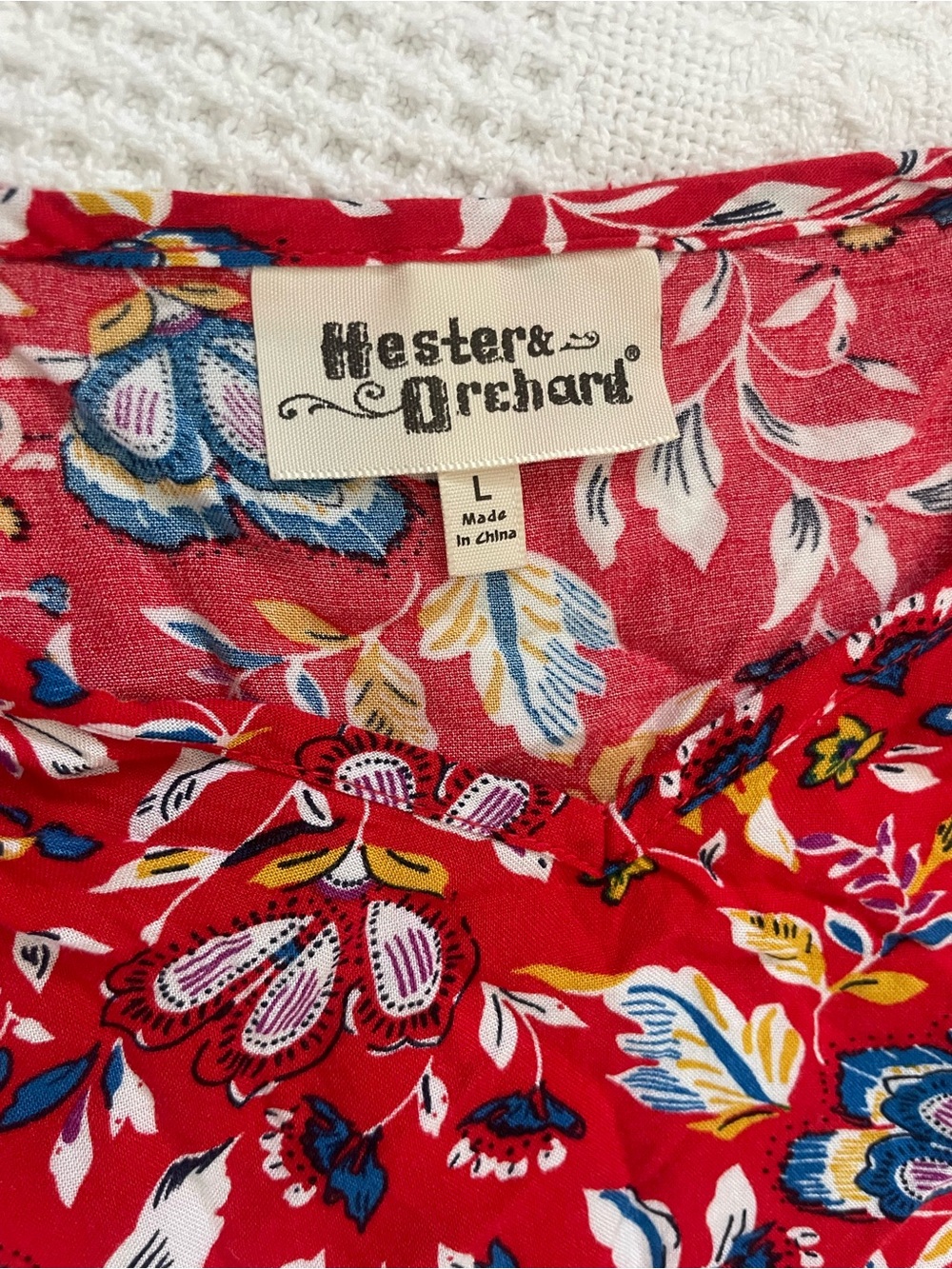 Hester & Orchard Floral Shorts Set Boho Tassel Women’s Large Red Summer 2 Piece - Picture 3 of 8